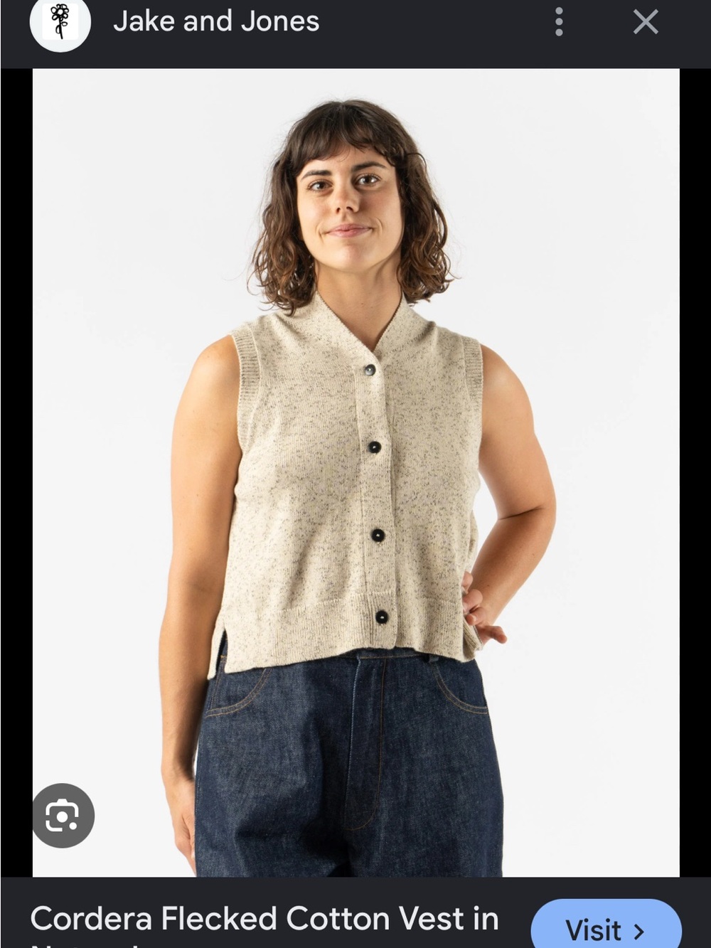 CORDERA Flecked Cotton Vest Top one size - Picture 2 of 6